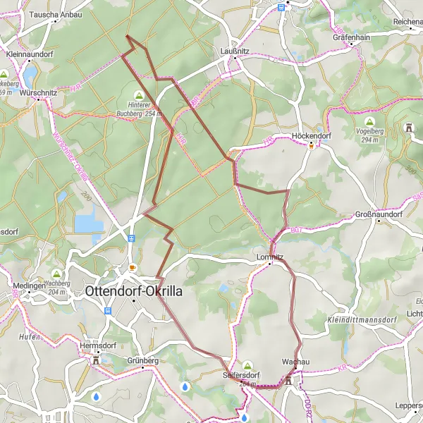 Map miniature of "Wachau Gravel Escape" cycling inspiration in Dresden, Germany. Generated by Tarmacs.app cycling route planner