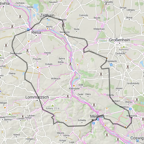 Map miniature of "Dresden and the Meissen Porcelain" cycling inspiration in Dresden, Germany. Generated by Tarmacs.app cycling route planner