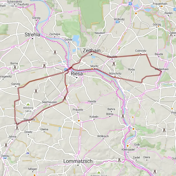 Map miniature of "Exploring Glaubitz and Beyond" cycling inspiration in Dresden, Germany. Generated by Tarmacs.app cycling route planner