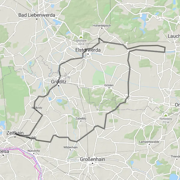 Map miniature of "Wülknitz and Plessa Loop" cycling inspiration in Dresden, Germany. Generated by Tarmacs.app cycling route planner