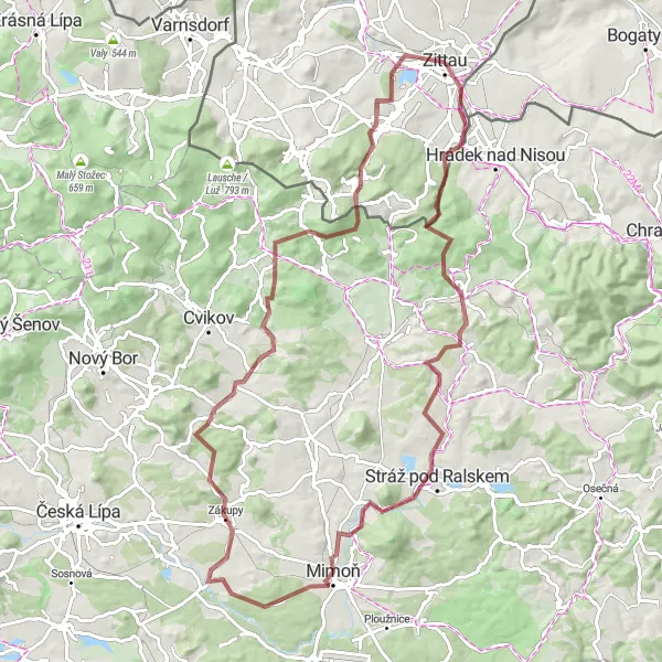 Karten-Miniaturansicht der Radinspiration "Gravel-Tour um Zittau" in Dresden, Germany. Erstellt vom Tarmacs.app-Routenplaner für Radtouren