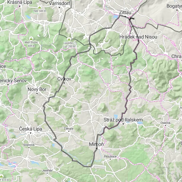 Karten-Miniaturansicht der Radinspiration "Rennradtour um Zittau" in Dresden, Germany. Erstellt vom Tarmacs.app-Routenplaner für Radtouren