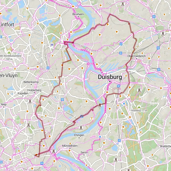 Karten-Miniaturansicht der Radinspiration "Durch grüne Oasen und historische Orte" in Düsseldorf, Germany. Erstellt vom Tarmacs.app-Routenplaner für Radtouren