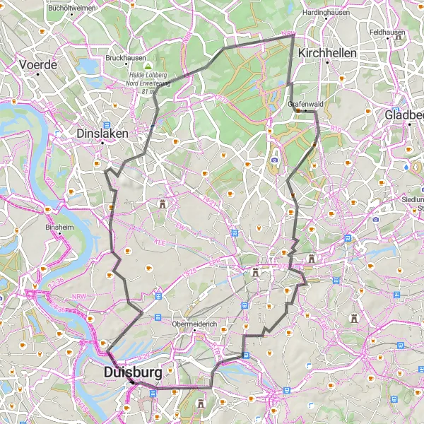 Map miniature of "Urban Exploration: A Journey Through Duisburg" cycling inspiration in Düsseldorf, Germany. Generated by Tarmacs.app cycling route planner