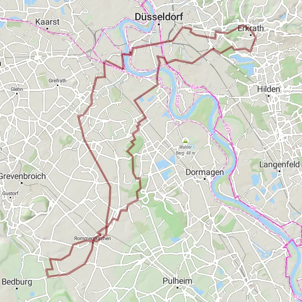 Karten-Miniaturansicht der Radinspiration "Gravel Abenteuer rund um Erkrath" in Düsseldorf, Germany. Erstellt vom Tarmacs.app-Routenplaner für Radtouren