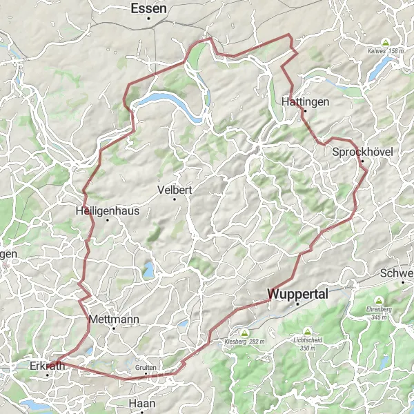 Karten-Miniaturansicht der Radinspiration "Panorama-Tour durch das Bergische Land" in Düsseldorf, Germany. Erstellt vom Tarmacs.app-Routenplaner für Radtouren