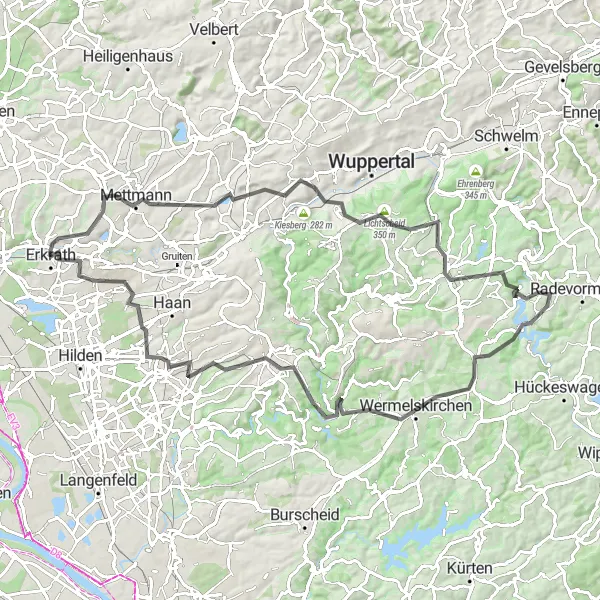 Karten-Miniaturansicht der Radinspiration "Bilstein Road-Tour" in Düsseldorf, Germany. Erstellt vom Tarmacs.app-Routenplaner für Radtouren