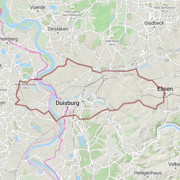 Karten-Miniaturansicht der Radinspiration "Rundweg durch das Ruhrgebiet" in Düsseldorf, Germany. Erstellt vom Tarmacs.app-Routenplaner für Radtouren