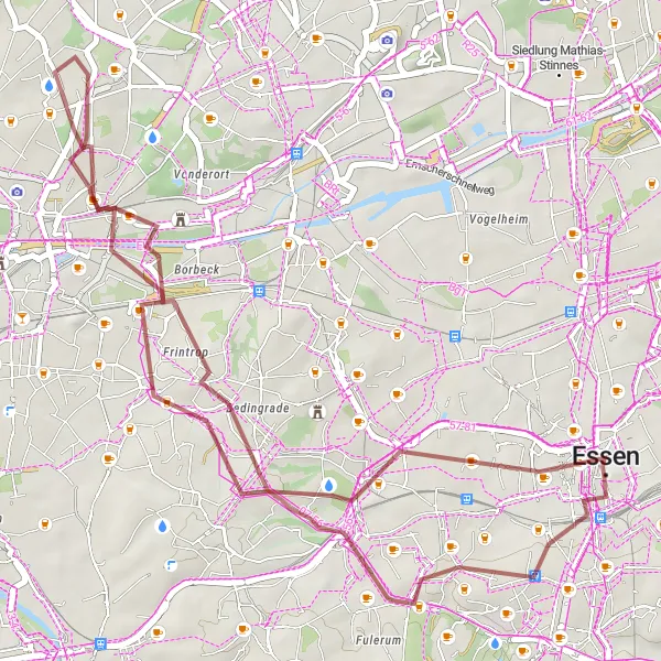 Map miniature of "Gravel Ride to Zeche Zollverein" cycling inspiration in Düsseldorf, Germany. Generated by Tarmacs.app cycling route planner