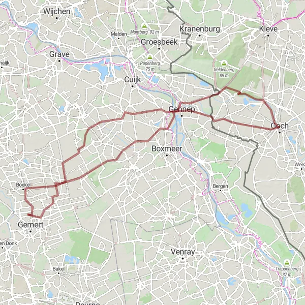 Map miniature of "Gravel Adventure" cycling inspiration in Düsseldorf, Germany. Generated by Tarmacs.app cycling route planner