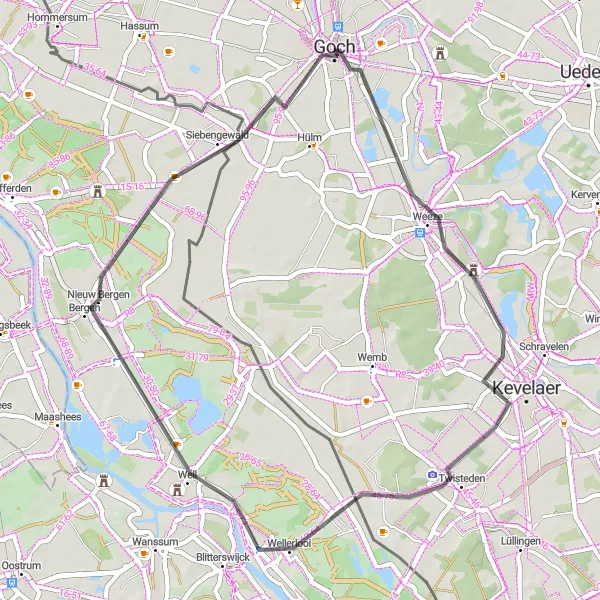 Map miniature of "Road Cycling in Kevelaer" cycling inspiration in Düsseldorf, Germany. Generated by Tarmacs.app cycling route planner
