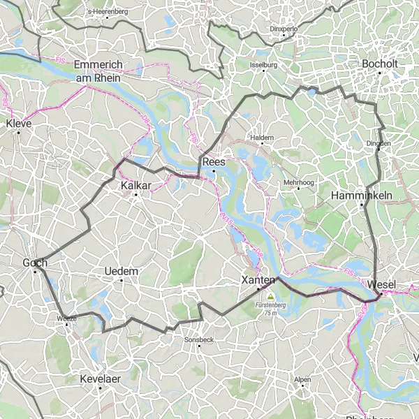 Karten-Miniaturansicht der Radinspiration "Historische Städte und idyllische Landschaften" in Düsseldorf, Germany. Erstellt vom Tarmacs.app-Routenplaner für Radtouren