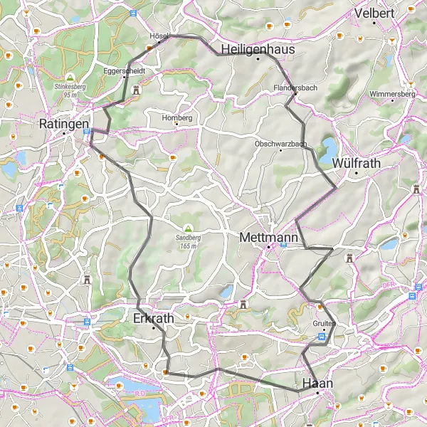 Map miniature of "Kölner Bucht Loop" cycling inspiration in Düsseldorf, Germany. Generated by Tarmacs.app cycling route planner
