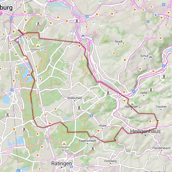 Karten-Miniaturansicht der Radinspiration "Erkundungstour durch das Ruhrgebiet" in Düsseldorf, Germany. Erstellt vom Tarmacs.app-Routenplaner für Radtouren