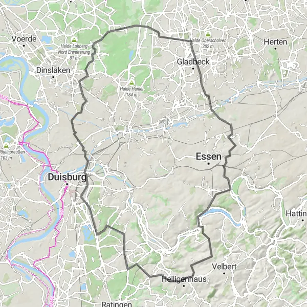 Karten-Miniaturansicht der Radinspiration "Ruhrpott Rundfahrt" in Düsseldorf, Germany. Erstellt vom Tarmacs.app-Routenplaner für Radtouren
