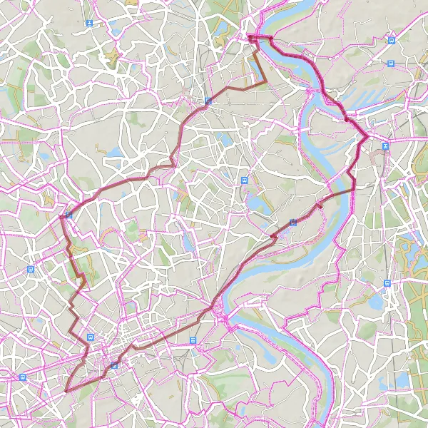 Map miniature of "Exploring Duisburg-Hochfeld" cycling inspiration in Düsseldorf, Germany. Generated by Tarmacs.app cycling route planner