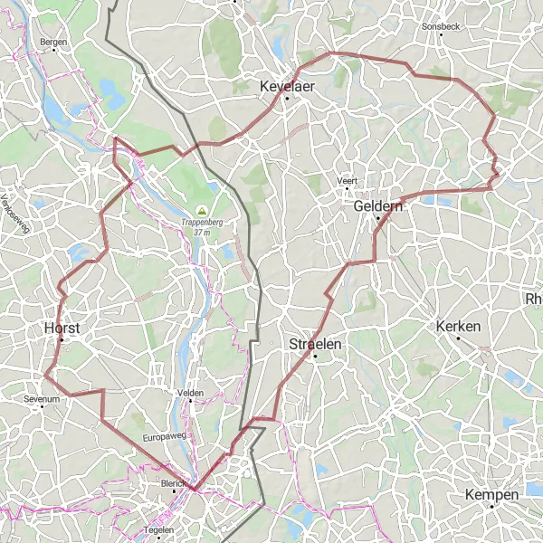 Map miniature of "The Gravel Experience" cycling inspiration in Düsseldorf, Germany. Generated by Tarmacs.app cycling route planner