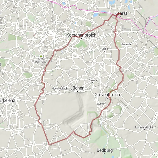 Map miniature of "Büttgen Adventure" cycling inspiration in Düsseldorf, Germany. Generated by Tarmacs.app cycling route planner