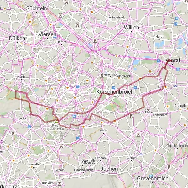 Karten-Miniaturansicht der Radinspiration "Magische Naturpfade rund um Mönchengladbach" in Düsseldorf, Germany. Erstellt vom Tarmacs.app-Routenplaner für Radtouren