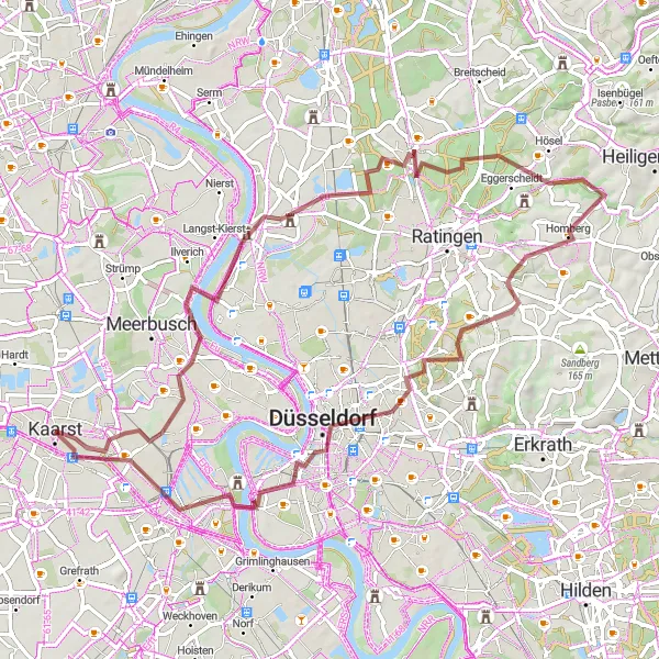 Karten-Miniaturansicht der Radinspiration "Rheinische Gravel-Tour mit Panoramablick" in Düsseldorf, Germany. Erstellt vom Tarmacs.app-Routenplaner für Radtouren