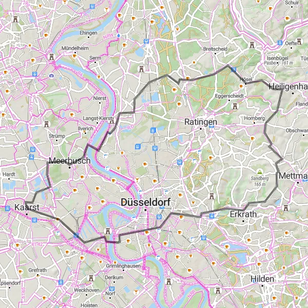 Map miniature of "Erkrath Adventure" cycling inspiration in Düsseldorf, Germany. Generated by Tarmacs.app cycling route planner