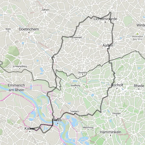 Map miniature of "Esserden to Hanselaer Road Route" cycling inspiration in Düsseldorf, Germany. Generated by Tarmacs.app cycling route planner