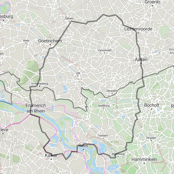 Map miniature of "Alter Fähranleger to Hanselaer Road Route" cycling inspiration in Düsseldorf, Germany. Generated by Tarmacs.app cycling route planner