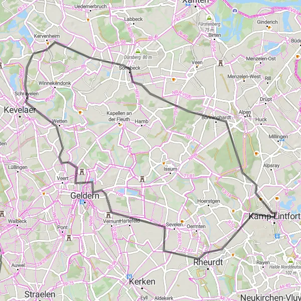 Karten-Miniaturansicht der Radinspiration "Von Kamp-Lintfort nach Kevelaer" in Düsseldorf, Germany. Erstellt vom Tarmacs.app-Routenplaner für Radtouren