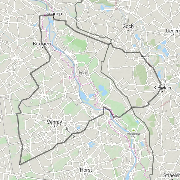 Map miniature of "Wanssum to Weeze Loop" cycling inspiration in Düsseldorf, Germany. Generated by Tarmacs.app cycling route planner