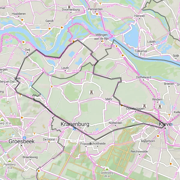 Map miniature of "The Sternberg Loop" cycling inspiration in Düsseldorf, Germany. Generated by Tarmacs.app cycling route planner