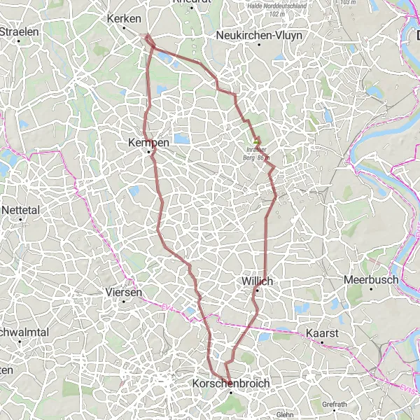 Map miniature of "Gravel Adventure to Discover Myllendonk Castle" cycling inspiration in Düsseldorf, Germany. Generated by Tarmacs.app cycling route planner