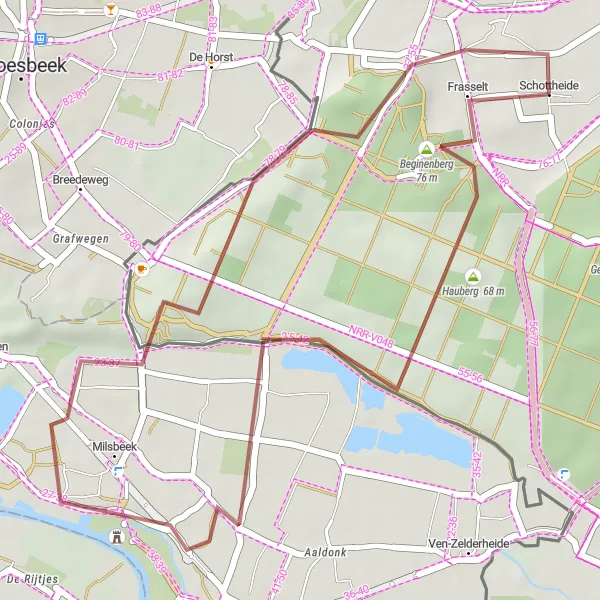 Map miniature of "Gravel Exploration in the Countryside" cycling inspiration in Düsseldorf, Germany. Generated by Tarmacs.app cycling route planner