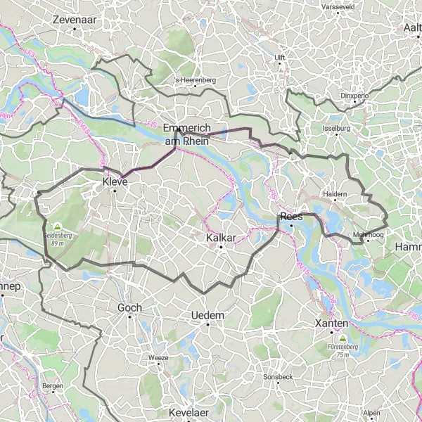 Map miniature of "Road to Totenhugel" cycling inspiration in Düsseldorf, Germany. Generated by Tarmacs.app cycling route planner