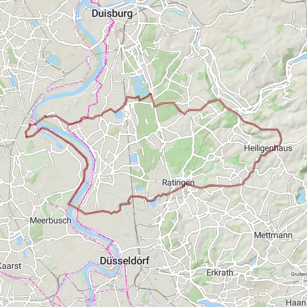 Map miniature of "Discover Hidden Gem" cycling inspiration in Düsseldorf, Germany. Generated by Tarmacs.app cycling route planner