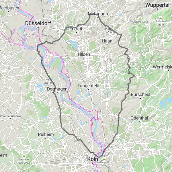 Karten-Miniaturansicht der Radinspiration "Kultur und Natur auf dem Weg nach Dormagen und Erkrath" in Düsseldorf, Germany. Erstellt vom Tarmacs.app-Routenplaner für Radtouren