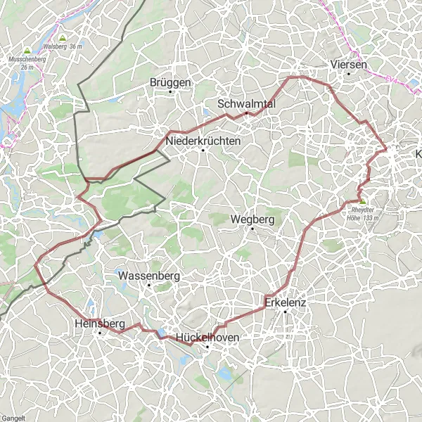 Karten-Miniaturansicht der Radinspiration "Entdecken Sie die Rheydter Höhe und das Himmelsgärtchen" in Düsseldorf, Germany. Erstellt vom Tarmacs.app-Routenplaner für Radtouren
