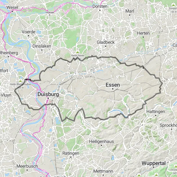 Karten-Miniaturansicht der Radinspiration "Rundkurs durch das Ruhrgebiet" in Düsseldorf, Germany. Erstellt vom Tarmacs.app-Routenplaner für Radtouren
