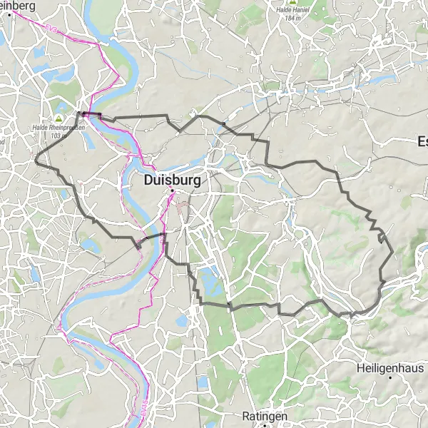 Karten-Miniaturansicht der Radinspiration "Auf den Spuren des Ruhrgebiets" in Düsseldorf, Germany. Erstellt vom Tarmacs.app-Routenplaner für Radtouren