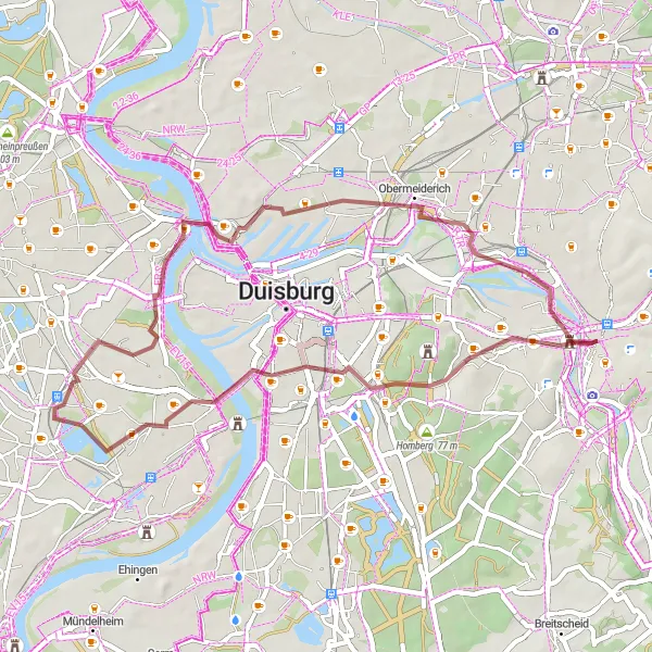 Karten-Miniaturansicht der Radinspiration "Panorama der Ruhr" in Düsseldorf, Germany. Erstellt vom Tarmacs.app-Routenplaner für Radtouren