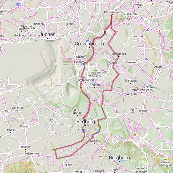 Karten-Miniaturansicht der Radinspiration "Historische Entdeckungen auf zwei Rädern" in Düsseldorf, Germany. Erstellt vom Tarmacs.app-Routenplaner für Radtouren