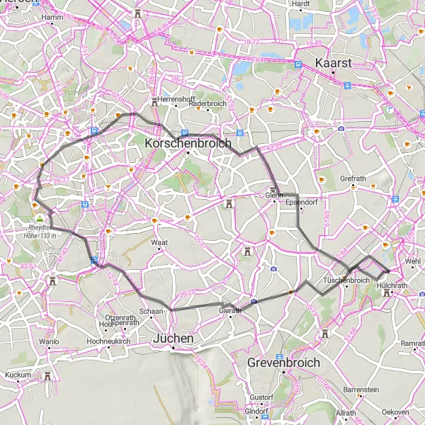 Karten-Miniaturansicht der Radinspiration "Rundtour durch Bedburdyck" in Düsseldorf, Germany. Erstellt vom Tarmacs.app-Routenplaner für Radtouren