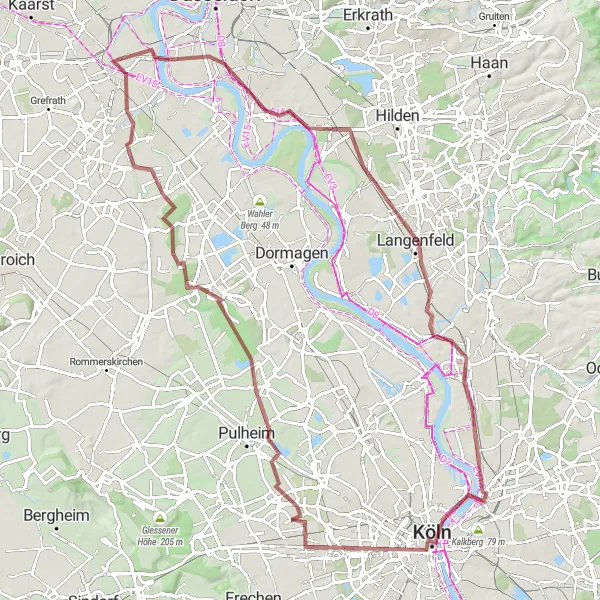 Karten-Miniaturansicht der Radinspiration "Gravel-Abenteuer durch Leverkusen und Köln" in Düsseldorf, Germany. Erstellt vom Tarmacs.app-Routenplaner für Radtouren