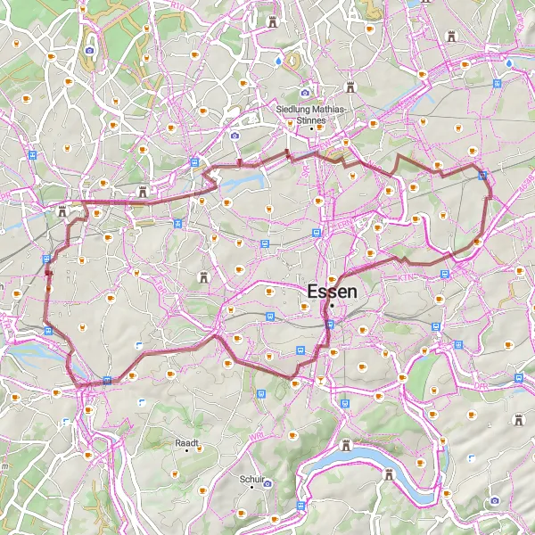 Karten-Miniaturansicht der Radinspiration "Naturpark Hohe Mark Gravel Ride" in Düsseldorf, Germany. Erstellt vom Tarmacs.app-Routenplaner für Radtouren