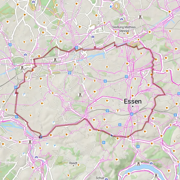 Karten-Miniaturansicht der Radinspiration "Entdeckungstour durch das Ruhrgebiet" in Düsseldorf, Germany. Erstellt vom Tarmacs.app-Routenplaner für Radtouren