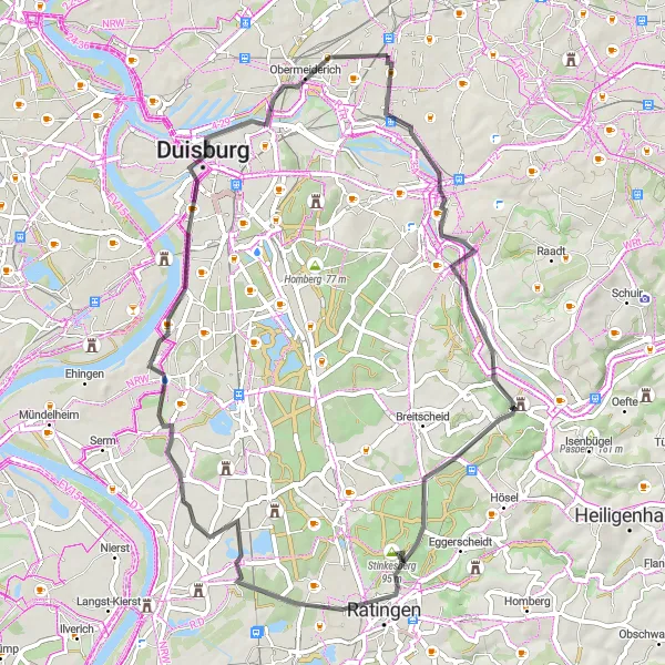 Karten-Miniaturansicht der Radinspiration "Emscher-Weg Loop" in Düsseldorf, Germany. Erstellt vom Tarmacs.app-Routenplaner für Radtouren