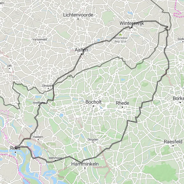 Map miniature of "Isselburg Roundtrip" cycling inspiration in Düsseldorf, Germany. Generated by Tarmacs.app cycling route planner