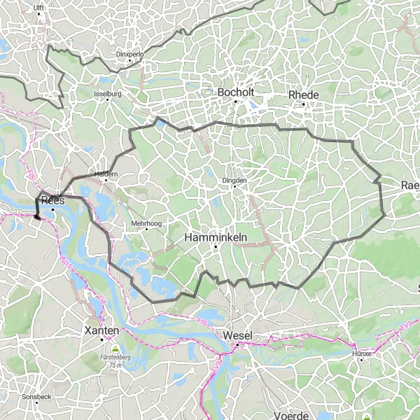 Karten-Miniaturansicht der Radinspiration "Schloß Diersfordt Rundkurs" in Düsseldorf, Germany. Erstellt vom Tarmacs.app-Routenplaner für Radtouren