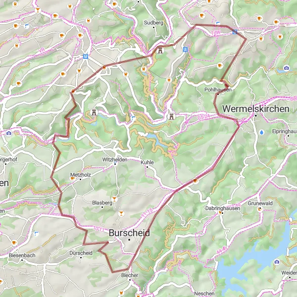 Karten-Miniaturansicht der Radinspiration "Bremersheide Gravel Adventure" in Düsseldorf, Germany. Erstellt vom Tarmacs.app-Routenplaner für Radtouren