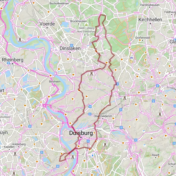 Map miniature of "Nature's Escape: Neudorf Journey" cycling inspiration in Düsseldorf, Germany. Generated by Tarmacs.app cycling route planner