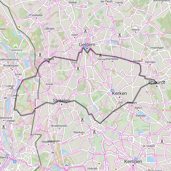 Karten-Miniaturansicht der Radinspiration "Eyll und Geldern Rundtour" in Düsseldorf, Germany. Erstellt vom Tarmacs.app-Routenplaner für Radtouren